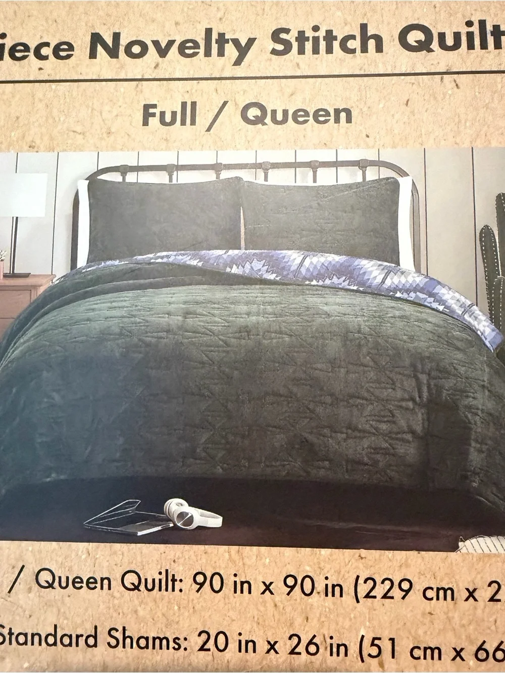 Wrangler Fleece lines Aztec Green and Blue Full/Queen 3-Piece Quilt Set